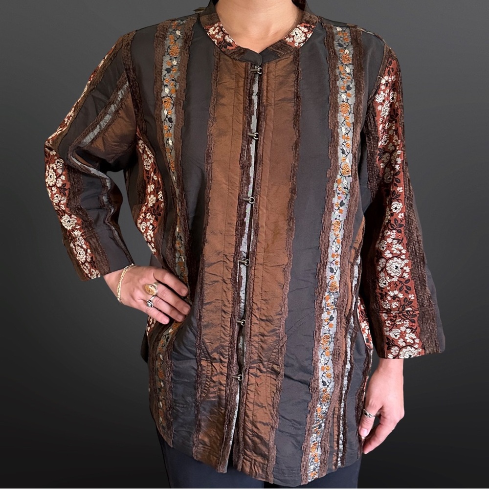 Mixed fabrics cottagecore blouse - Citron [H3R]